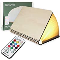 Lampara Libro Plegable de Madera con Mando- 12 Colores y Temporizador – BONNYCO | Lamparas Mesilla de Noche Ideal…